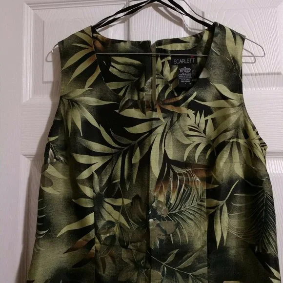🪴🌿🌱 Scarlett Women's Dress Green on Black with a hint of Brown Size 12 - Picture 3 of 12